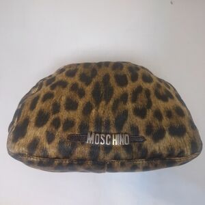 Moschino Vintage Red Wall 90's Leopard PrintSmall Zippered Bag